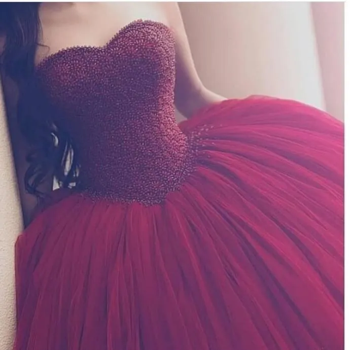 cheap ball gown wedding dresses for bride 2020 beaded sweetheart neck Burgundy elegant wedding gown vestido de noiva