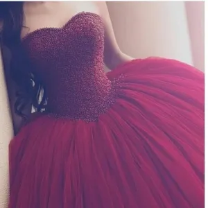 cheap ball gown wedding dresses for bride 2020 beaded sweetheart neck Burgundy elegant wedding gown vestido de noiva