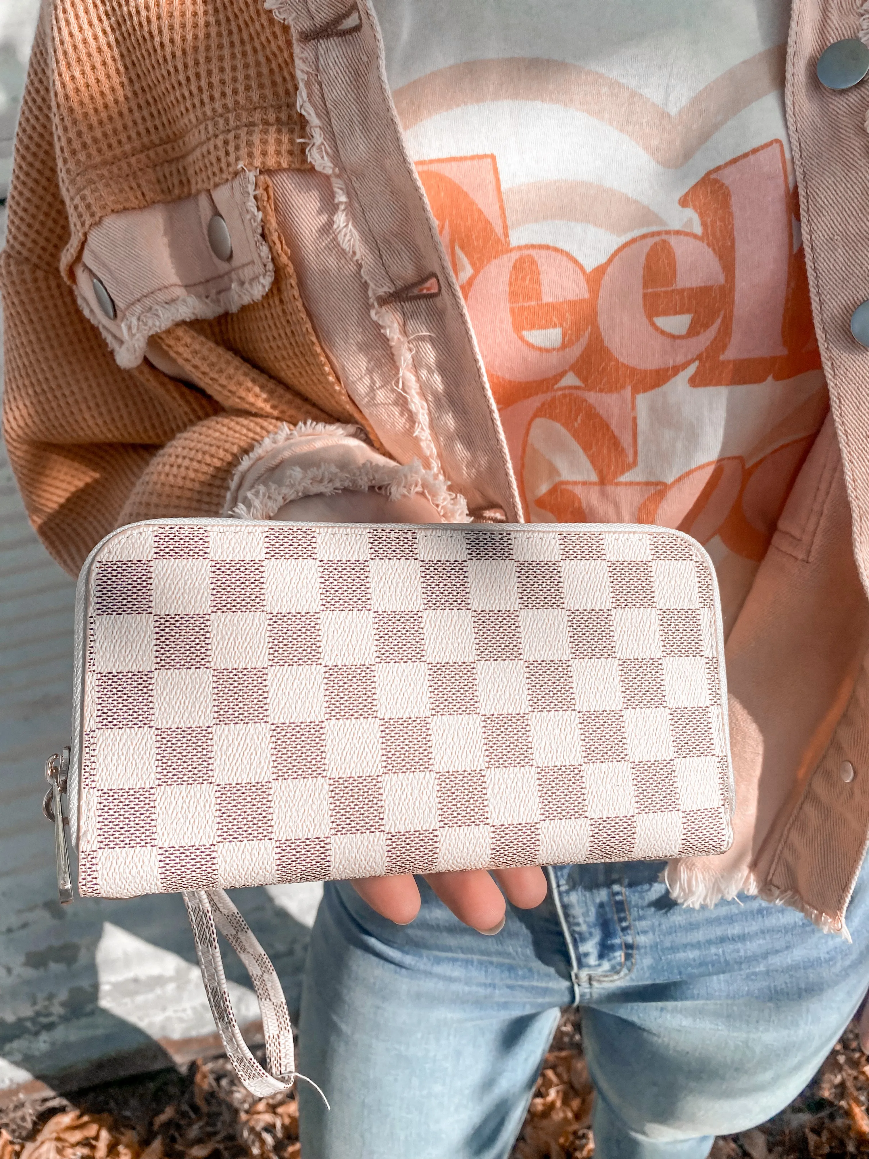 Checkered Wristlet Wallet