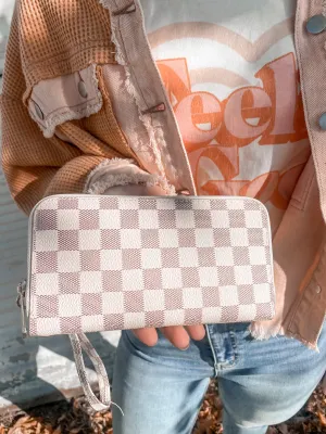 Checkered Wristlet Wallet