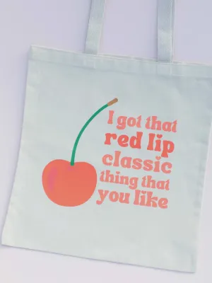 Cherry Red Lips Tote Bag