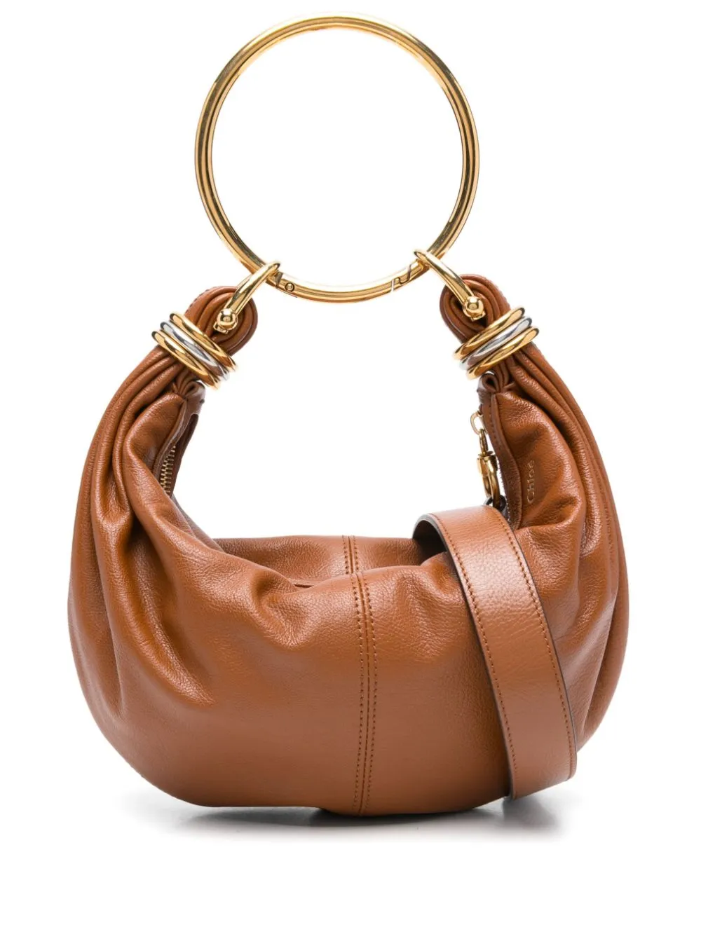 Chloé Tan Leather Bracelet embellished glossed textured-leather shoulder bag