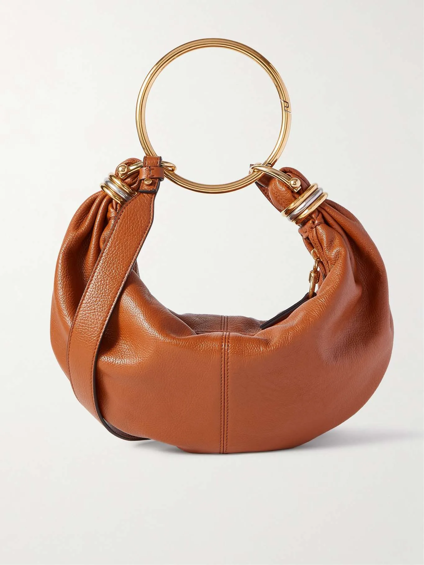 Chloé Tan Leather Bracelet embellished glossed textured-leather shoulder bag