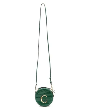 Chloe Green Croc Embossed Round Mini Bag