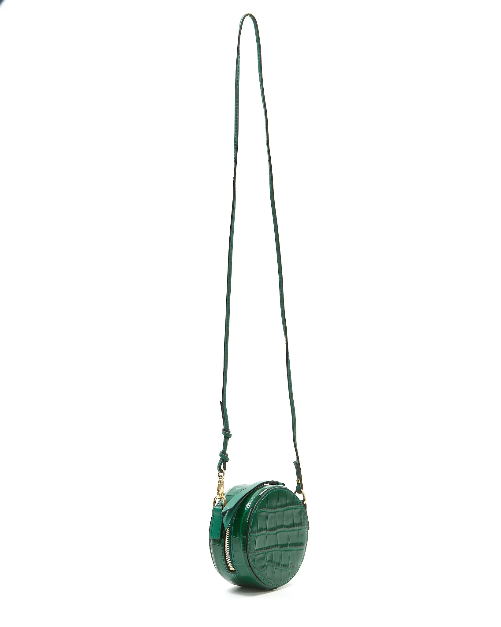 Chloe Green Croc Embossed Round Mini Bag