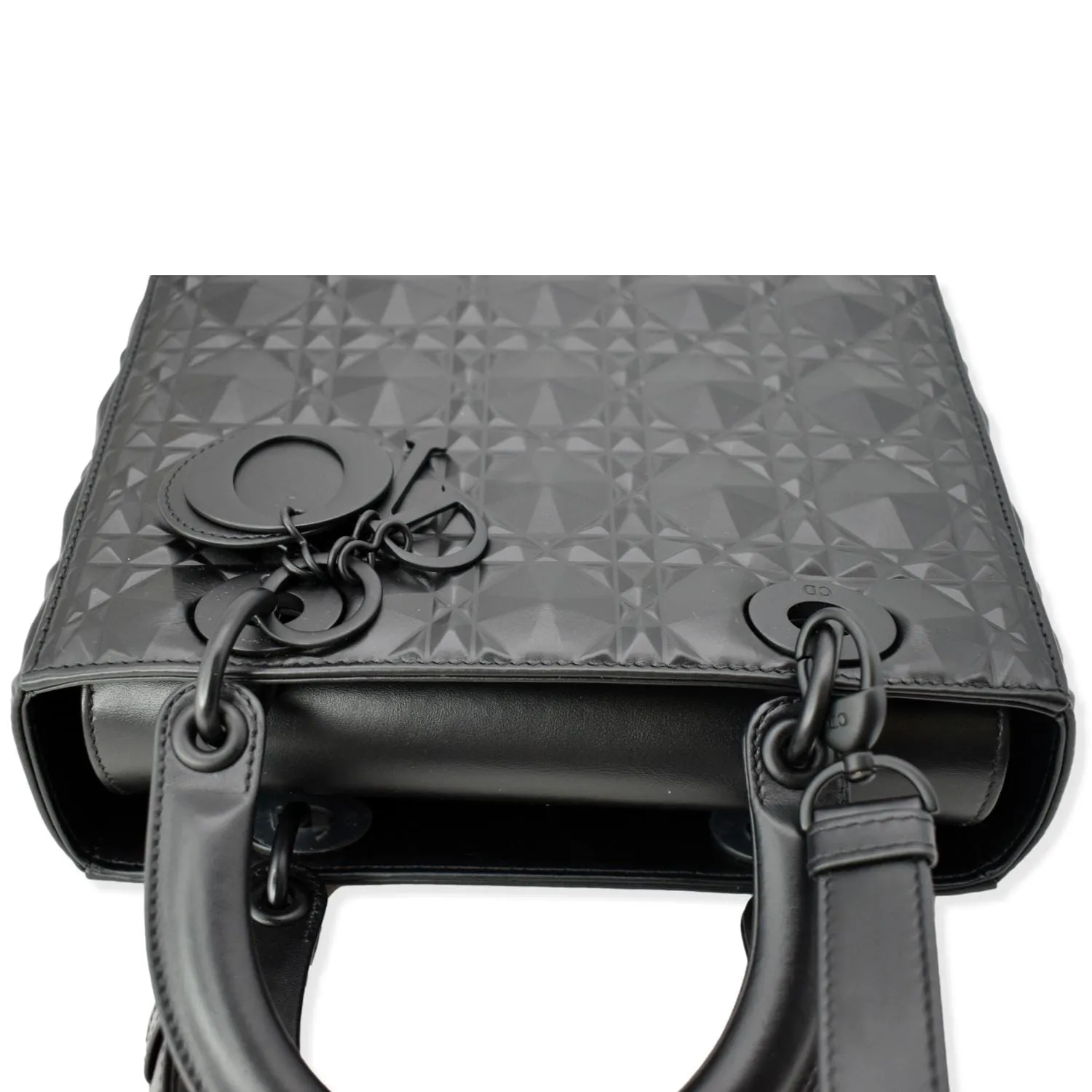 CHRISTIAN DIOR Medium Black Lady Dior Cannage Calfskin Shoulder Bag Black