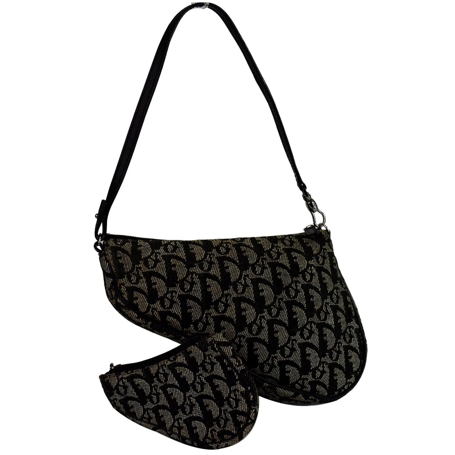 CHRISTIAN DIOR Mini Saddle Monogram Pochette Shoulder Bag Black