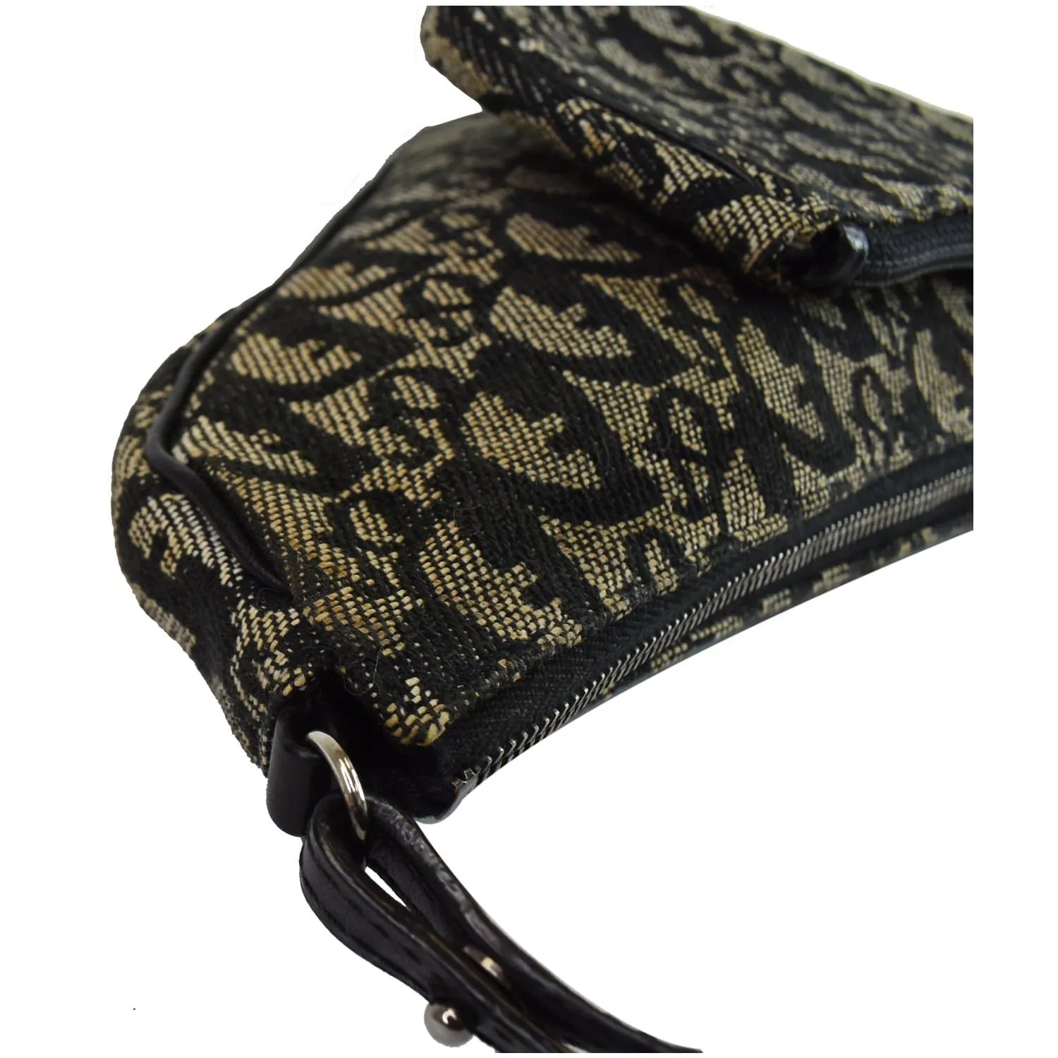 CHRISTIAN DIOR Mini Saddle Monogram Pochette Shoulder Bag Black