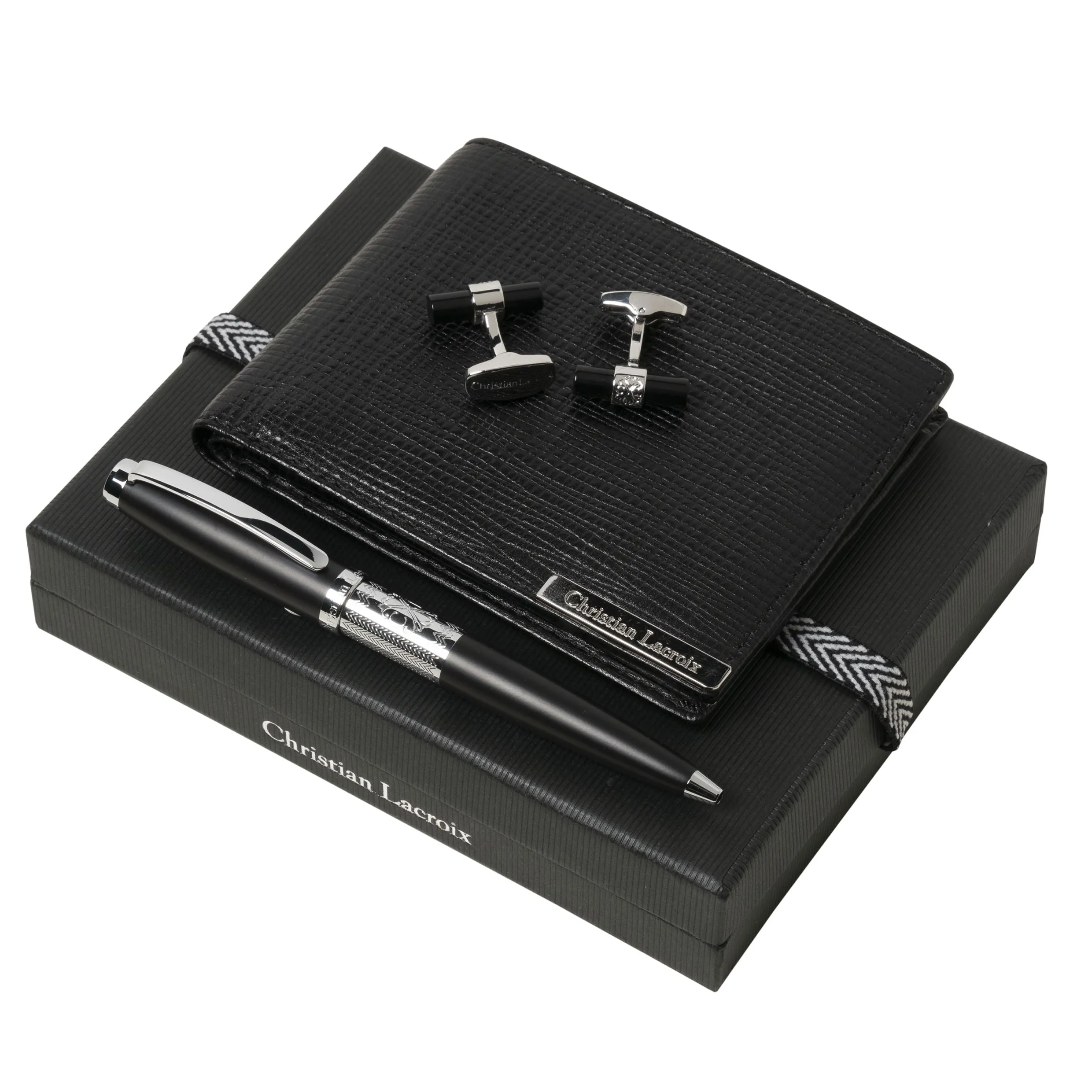 Christian Lacroix LPBMW925A-Set More Black (ballpoint pen, wallet & cufflinks)