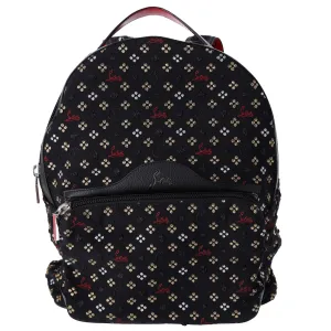 Christian Louboutin Backloubi Backpack Black Jacquard Canvas Embroidered Logo