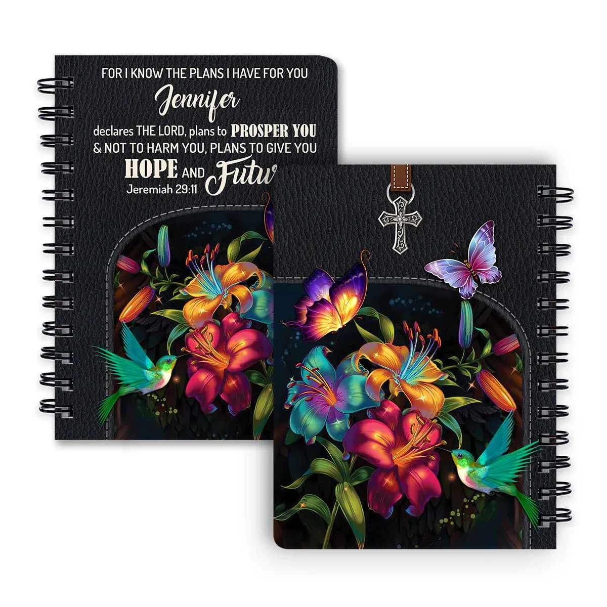 Christianart Spiral Journal, For I Know The Plans I Have For You, Personalized Spiral Journal, Jesus Spiral Journal.