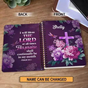 Christianart Spiral Journal, I Will Bless The Lord At All Time, Personalized Spiral Journal, Jesus Spiral Journal.