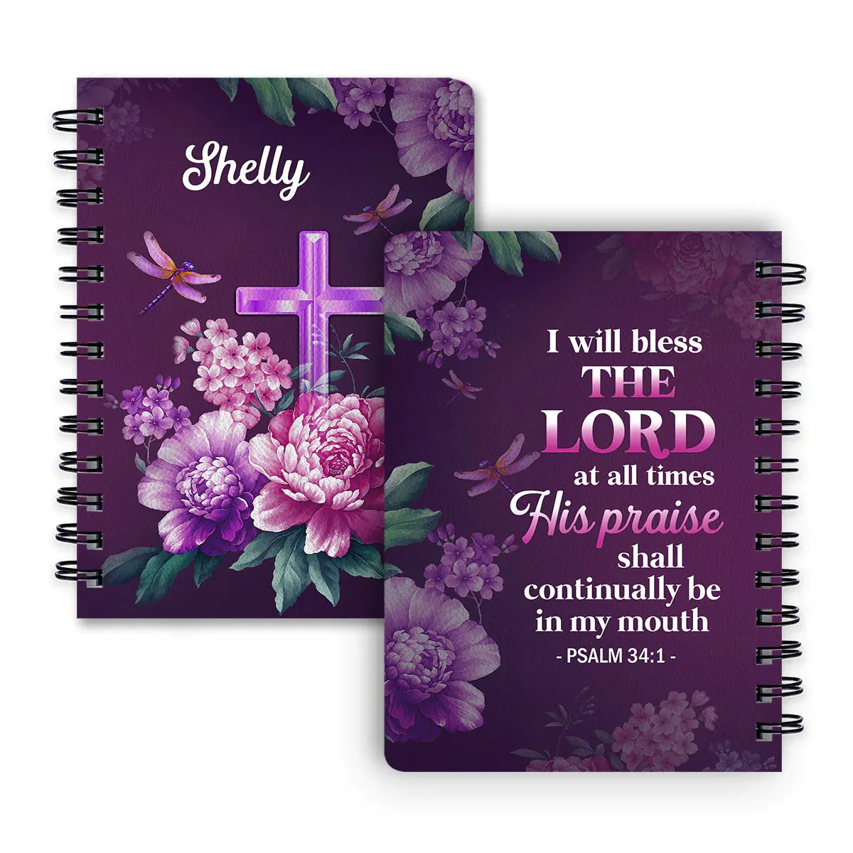 Christianart Spiral Journal, I Will Bless The Lord At All Time, Personalized Spiral Journal, Jesus Spiral Journal.