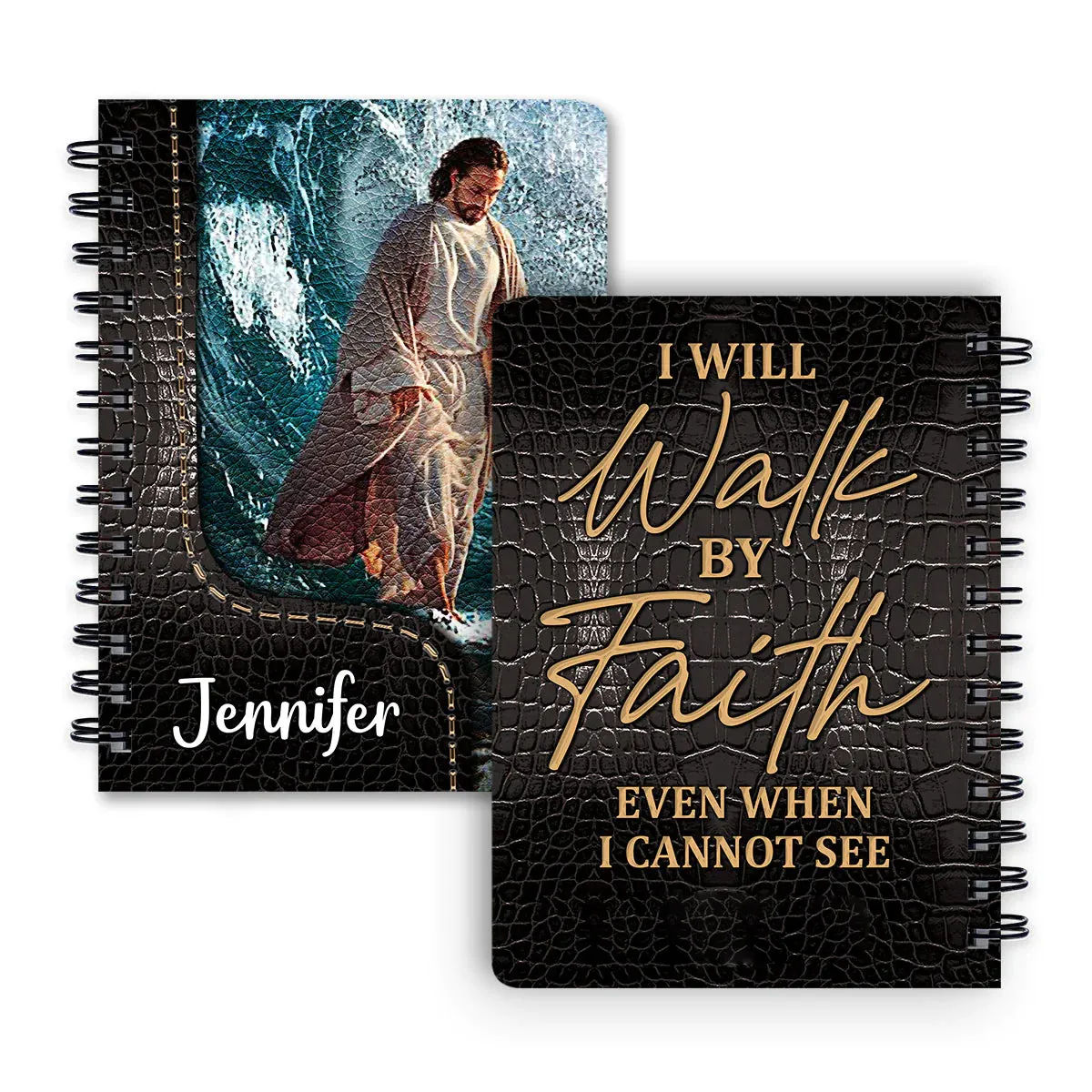 Christianart Spiral Journal, I Will Walk By Faith, Personalized Spiral Journal, Jesus Spiral Journal.