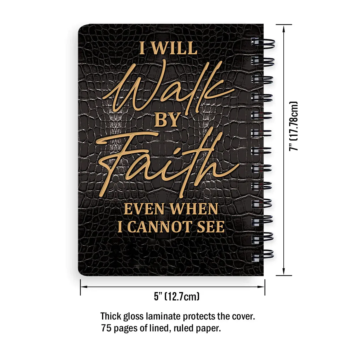 Christianart Spiral Journal, I Will Walk By Faith, Personalized Spiral Journal, Jesus Spiral Journal.
