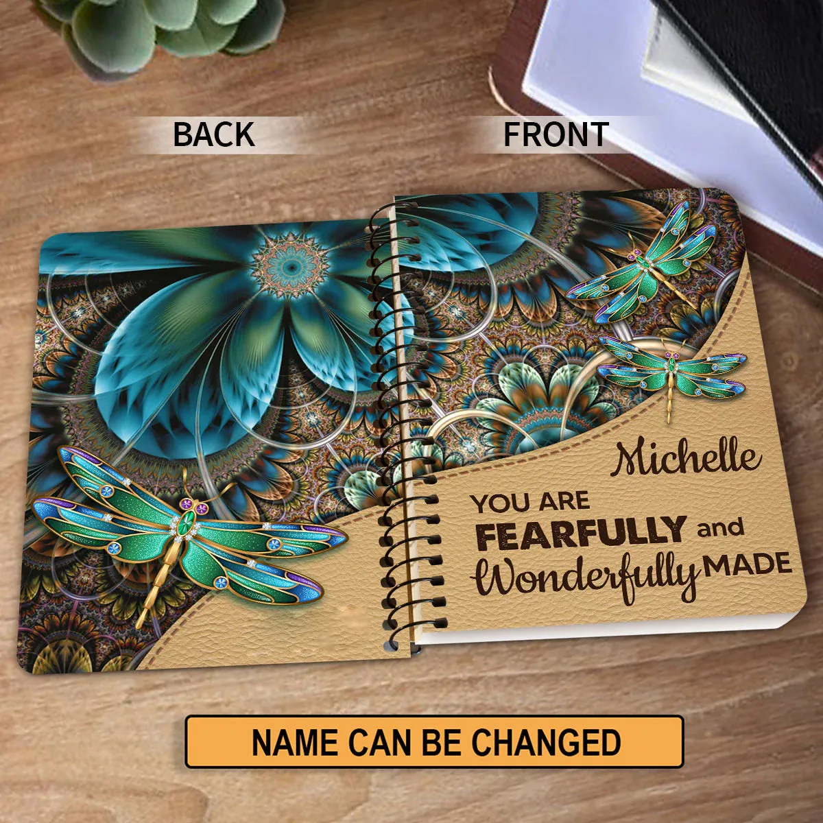 Christianart Spiral Journal, You Are Fearfully And Wonderfully Made, Personalized Spiral Journal, Jesus Spiral Journal.