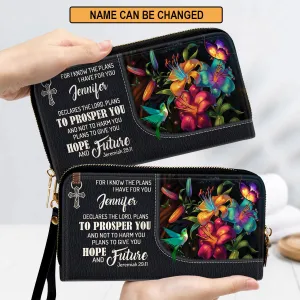 Christianartbag Clutch Purse, The Lord Plans To Prosper You And Not To Harm You Clutch Purse For Women, Personalized Name, Christian Gifts For Women, CAB05091223.