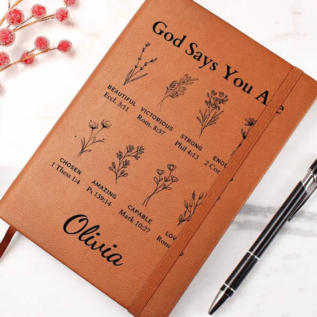 Christianartbag Leather Journal, GOD Says You Are Leather Journal, Personalized Leather Prayer Journal, Christian Journal, Christian Gifts, CABCJ01180424.