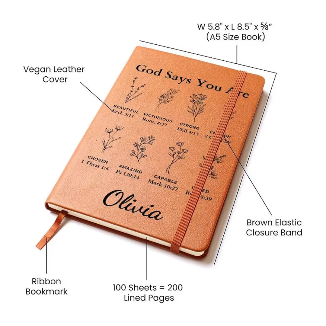 Christianartbag Leather Journal, GOD Says You Are Leather Journal, Personalized Leather Prayer Journal, Christian Journal, Christian Gifts, CABCJ01180424.