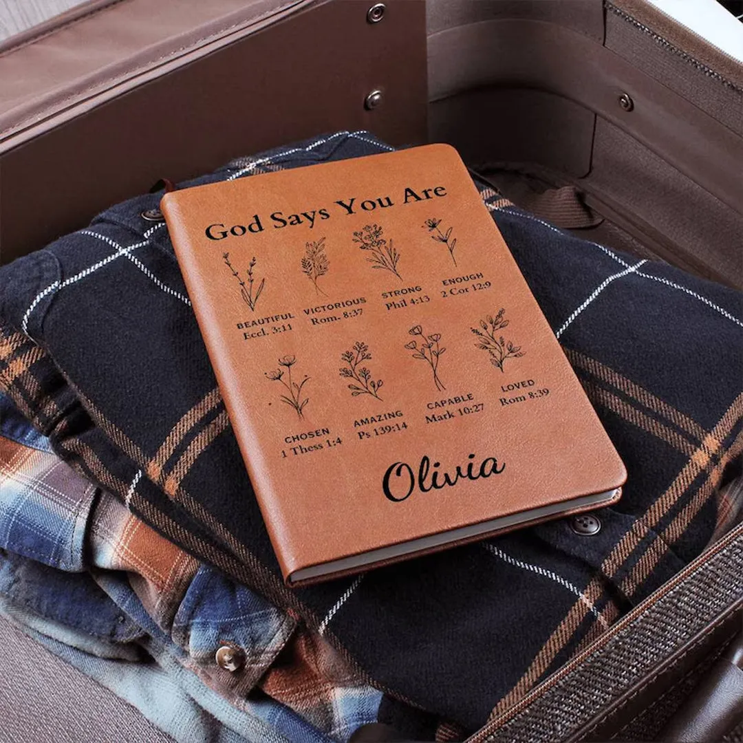 Christianartbag Leather Journal, GOD Says You Are Leather Journal, Personalized Leather Prayer Journal, Christian Journal, Christian Gifts, CABCJ01180424.