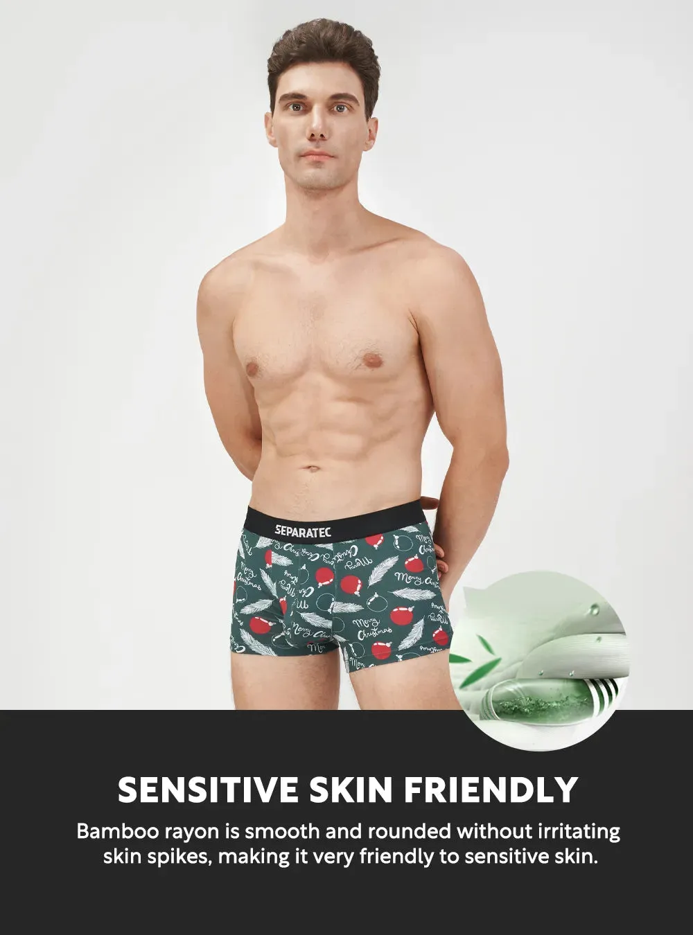 Christmas Printed Bamboo Rayon Trunks 3 Pack