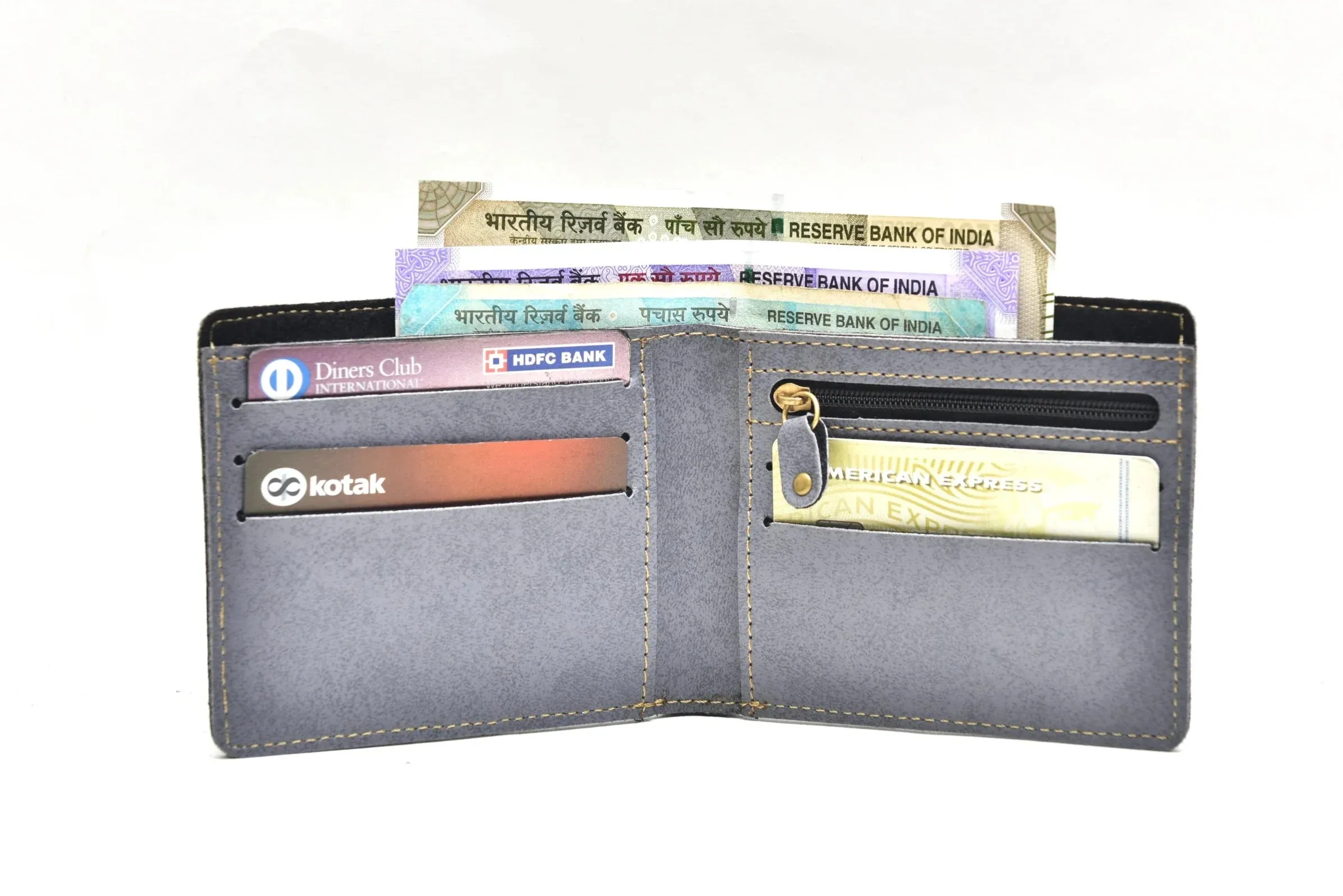 Classy Leather Customized Men's Wallet (Grey)