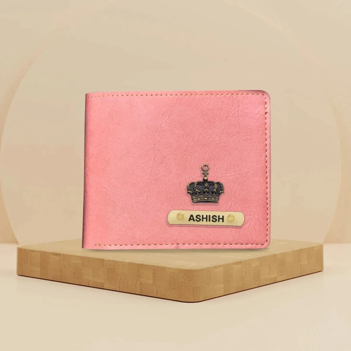 Classy Leather Customized Men's Wallet (Peach)