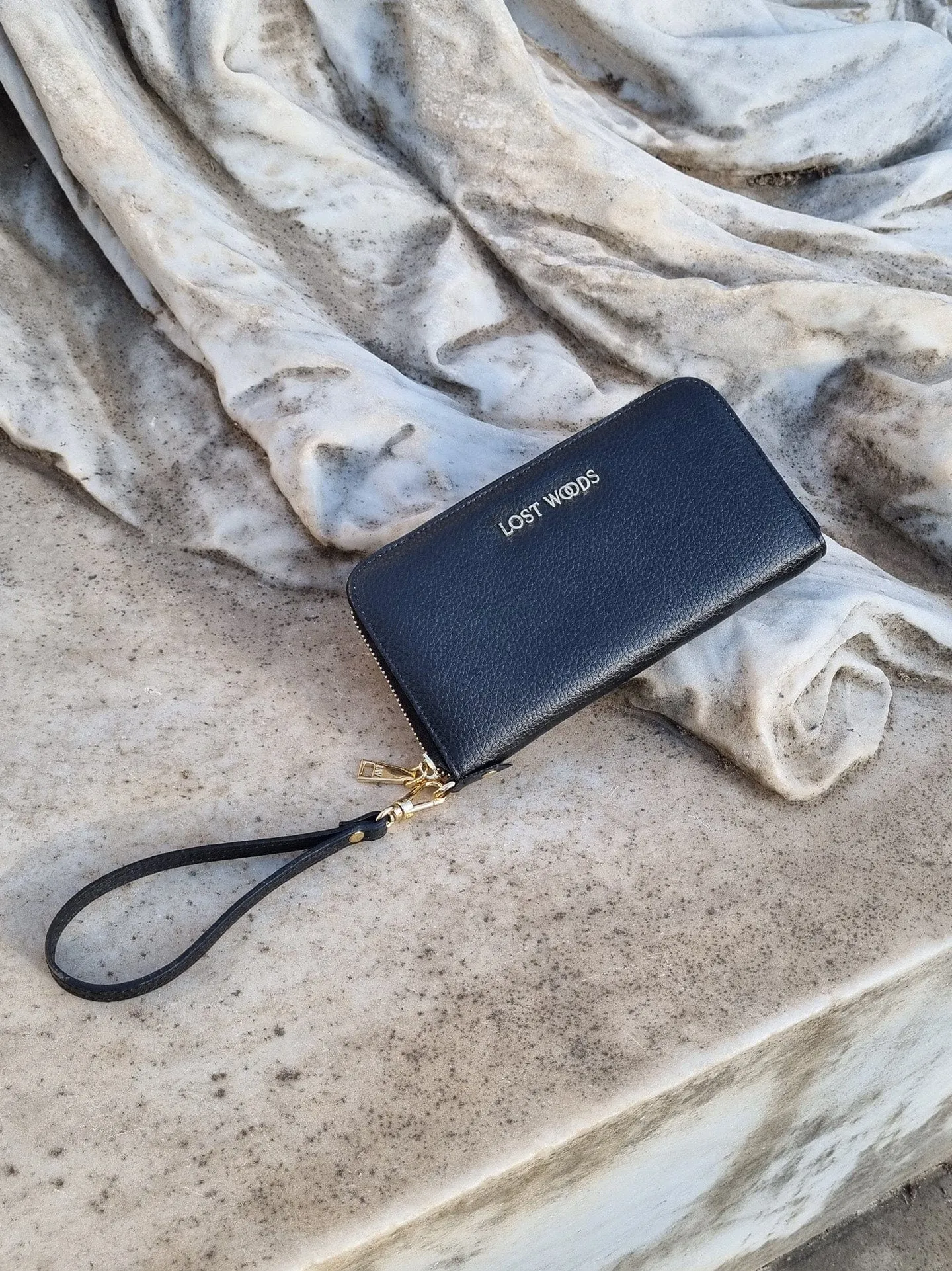 Clementine MIRUM® Leather Vegan Clutch Wallet | Black & Gold