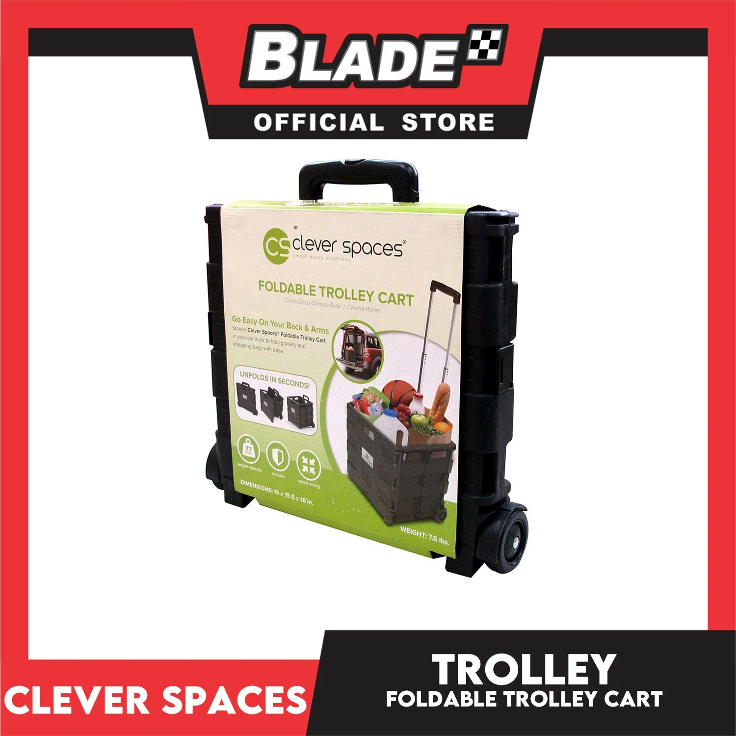 Clever Spaces Foldable Trolley Cart (Dark Grey)
