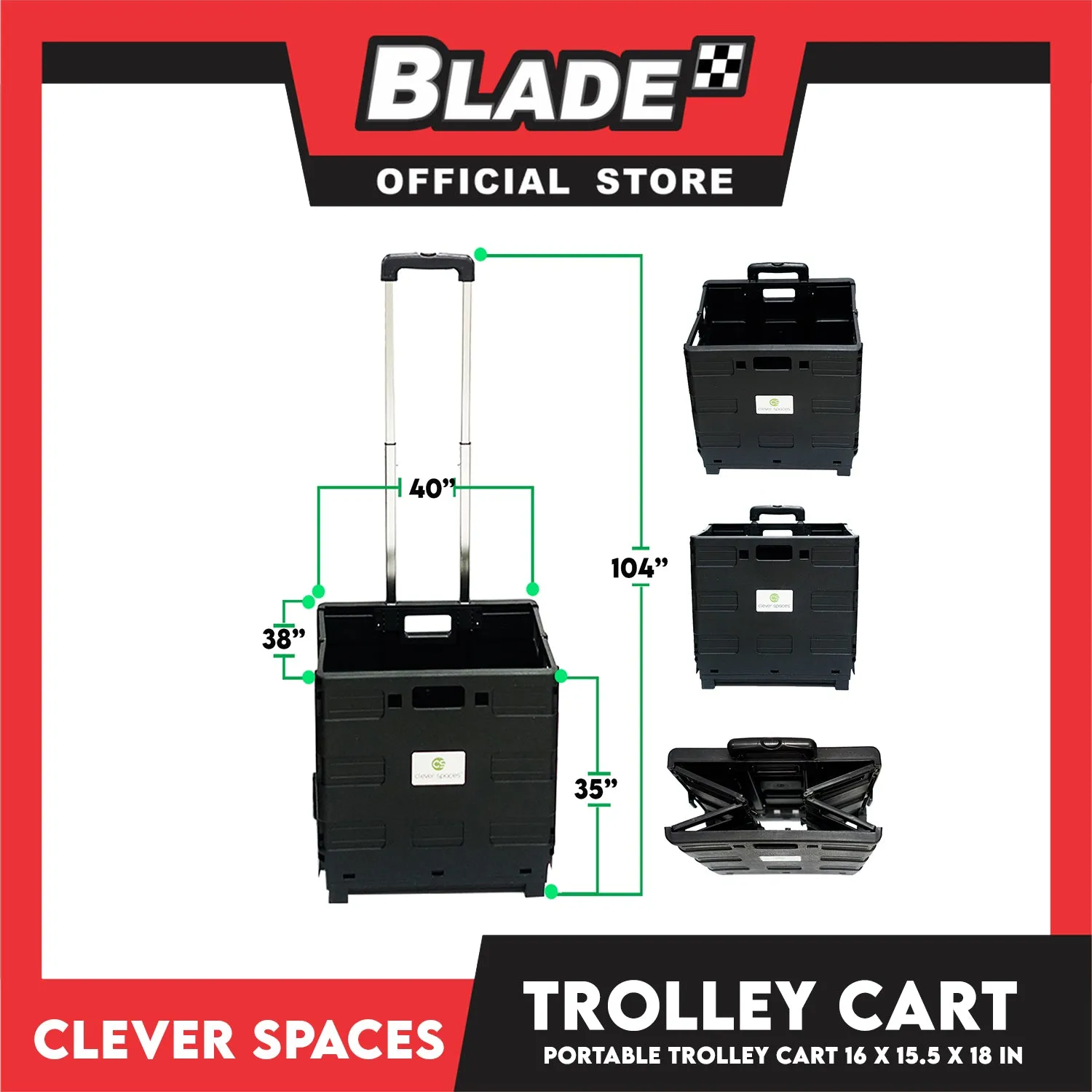 Clever Spaces Foldable Trolley Cart (Dark Grey)