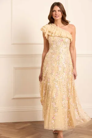 Confetti One-Shoulder Ankle Gown