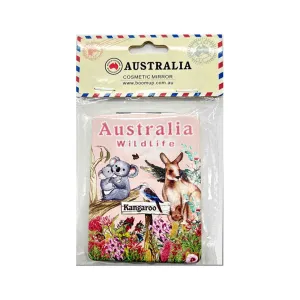 Cosmetic Mirror Rectangle Australian Wildlife Pink