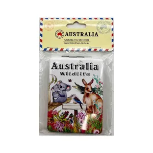 Cosmetic Mirror Rectangle Australian Wildlife White
