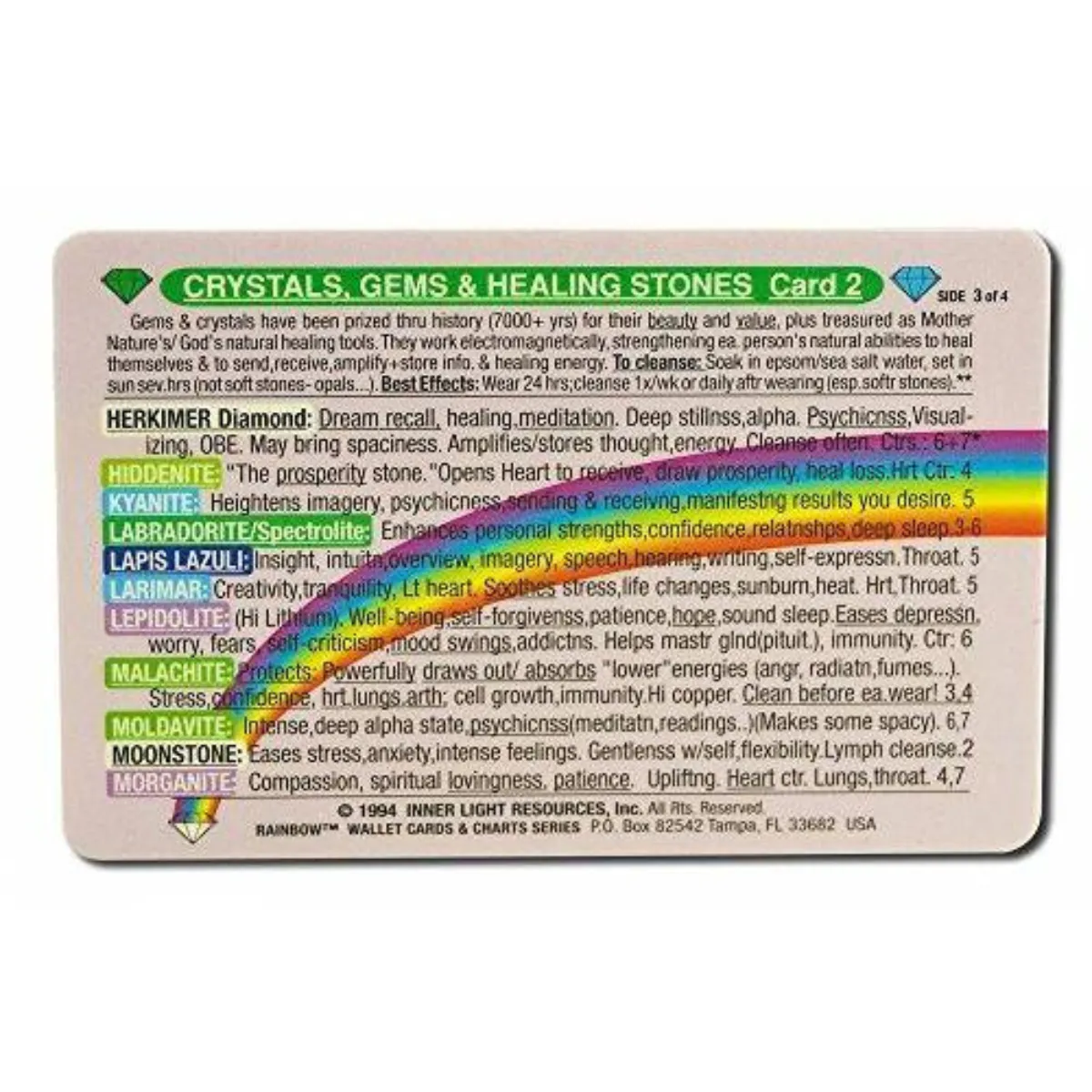 Crystals, Gems & Healing Stones, Wallet Card #2