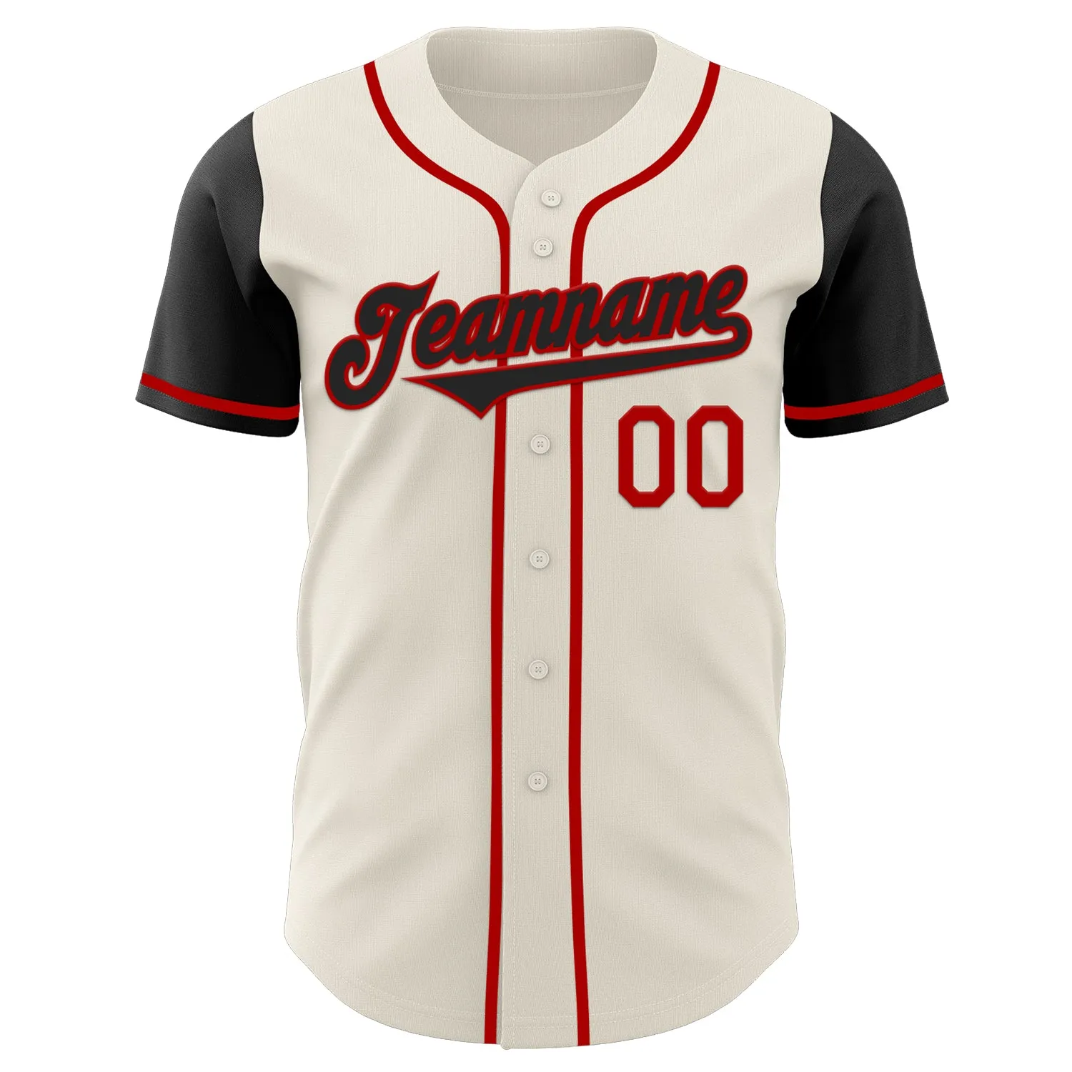 Custom Cream Black-Red Authentic Two Tone Baseball Jersey