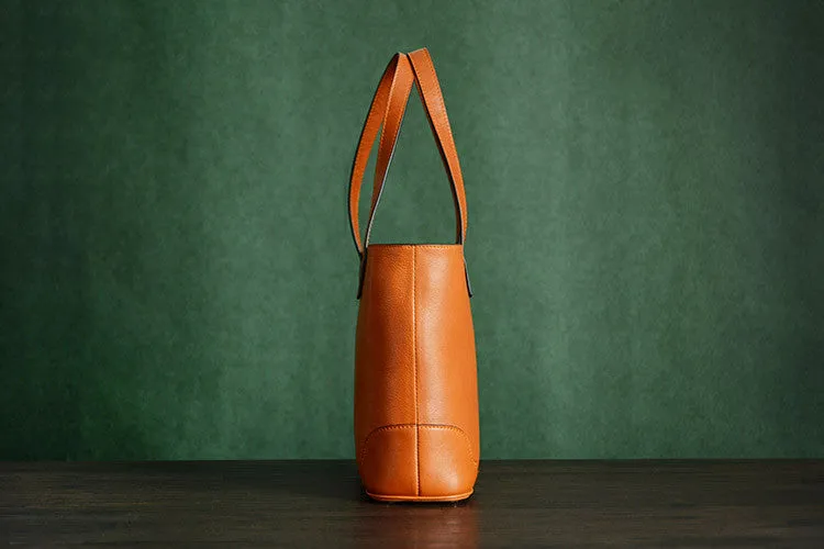 Custom Handmade Italian Vegetable Tanned Leather Tote Bag, Leather Shoulder Bag, Shopper Bag D011