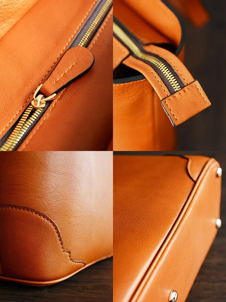 Custom Handmade Italian Vegetable Tanned Leather Tote Bag, Leather Shoulder Bag, Shopper Bag D011