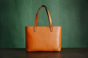Custom Handmade Italian Vegetable Tanned Leather Tote Bag, Leather Shoulder Bag, Shopper Bag D011