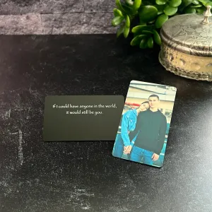 Custom Metal Photo Wallet Card – Personalized with Photo and Text, Includes Gift Pouch