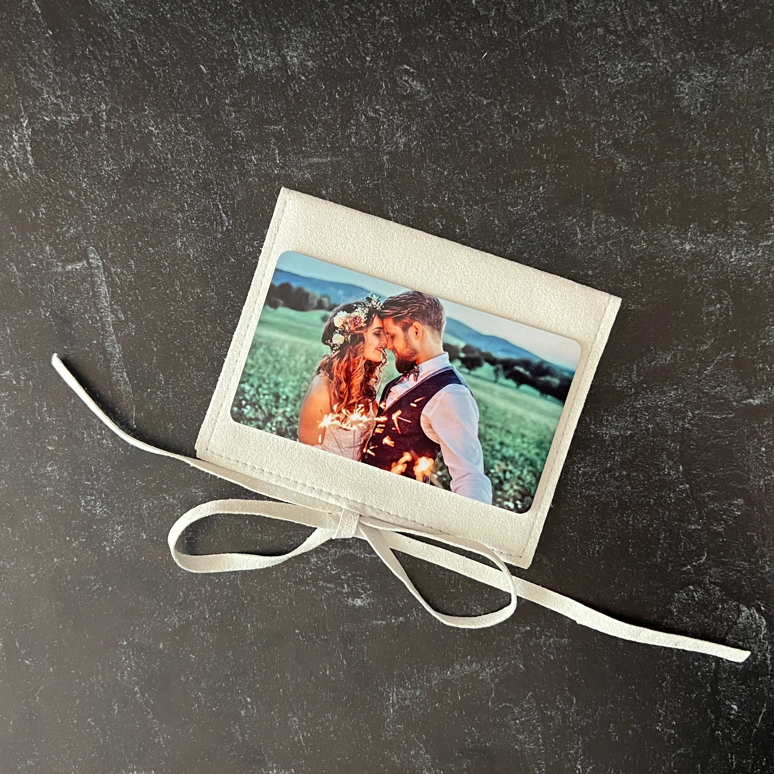 Custom Metal Photo Wallet Card – Personalized with Photo and Text, Includes Gift Pouch