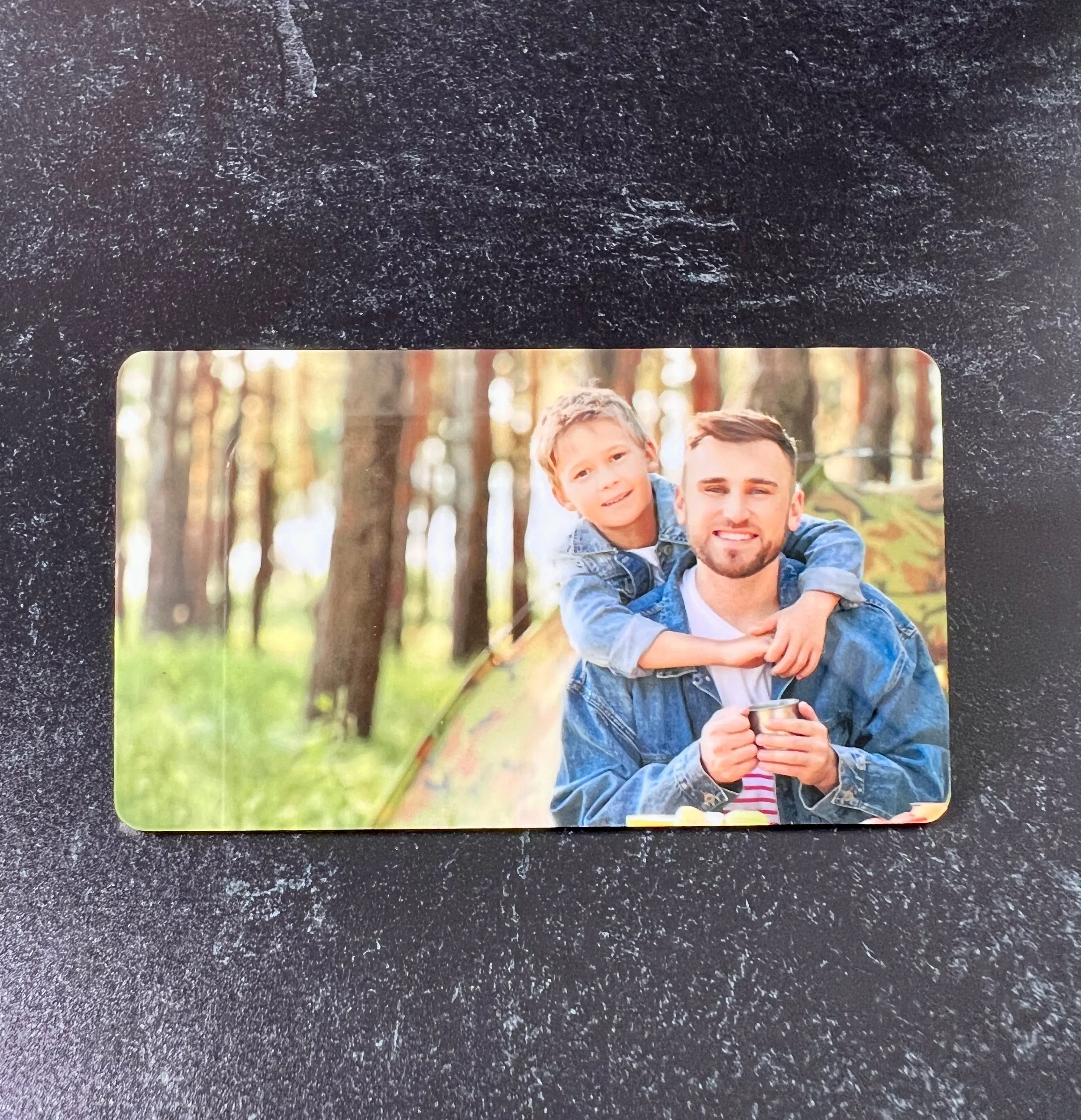 Custom Metal Photo Wallet Card – Personalized with Photo and Text, Includes Gift Pouch