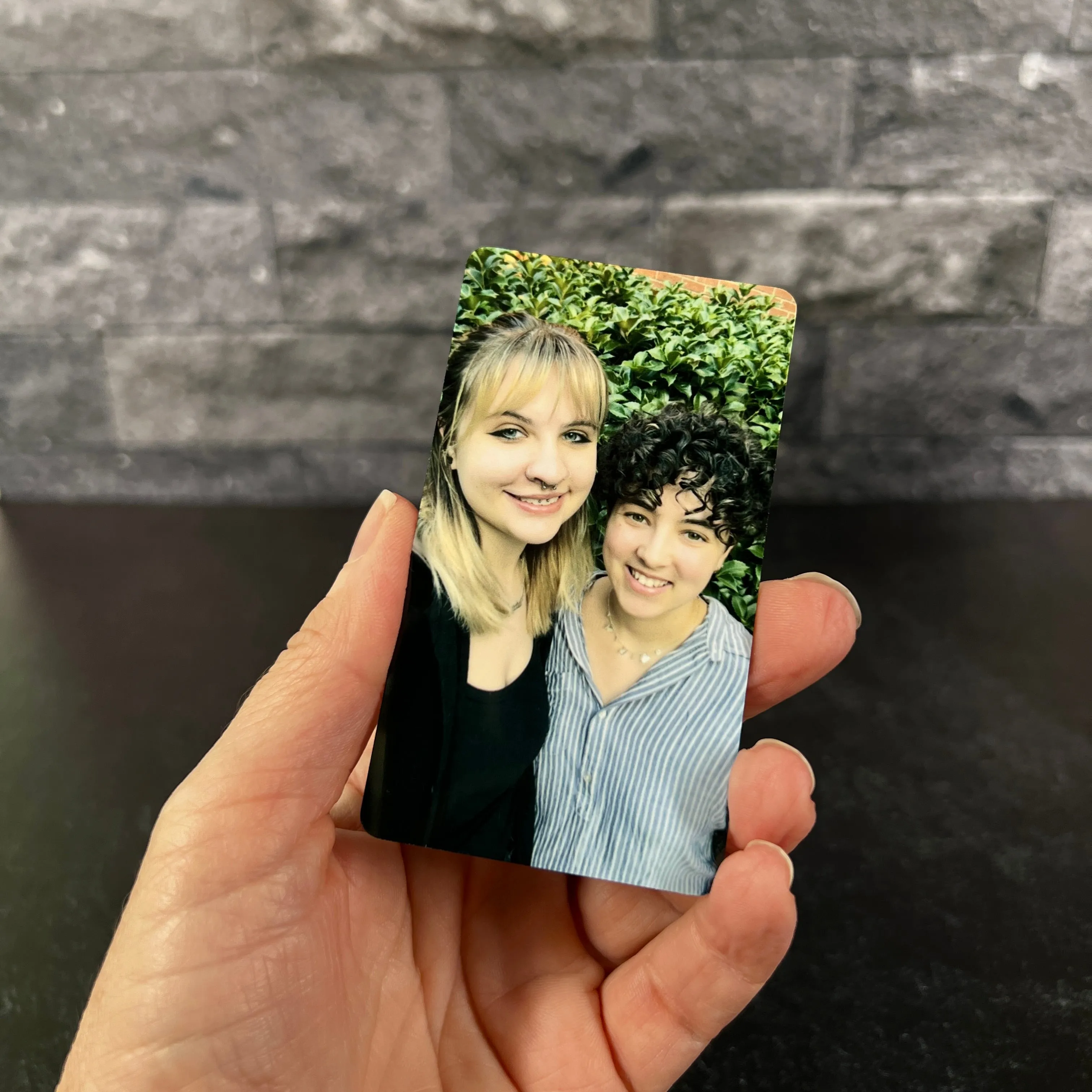 Custom Metal Photo Wallet Card – Personalized with Photo and Text, Includes Gift Pouch