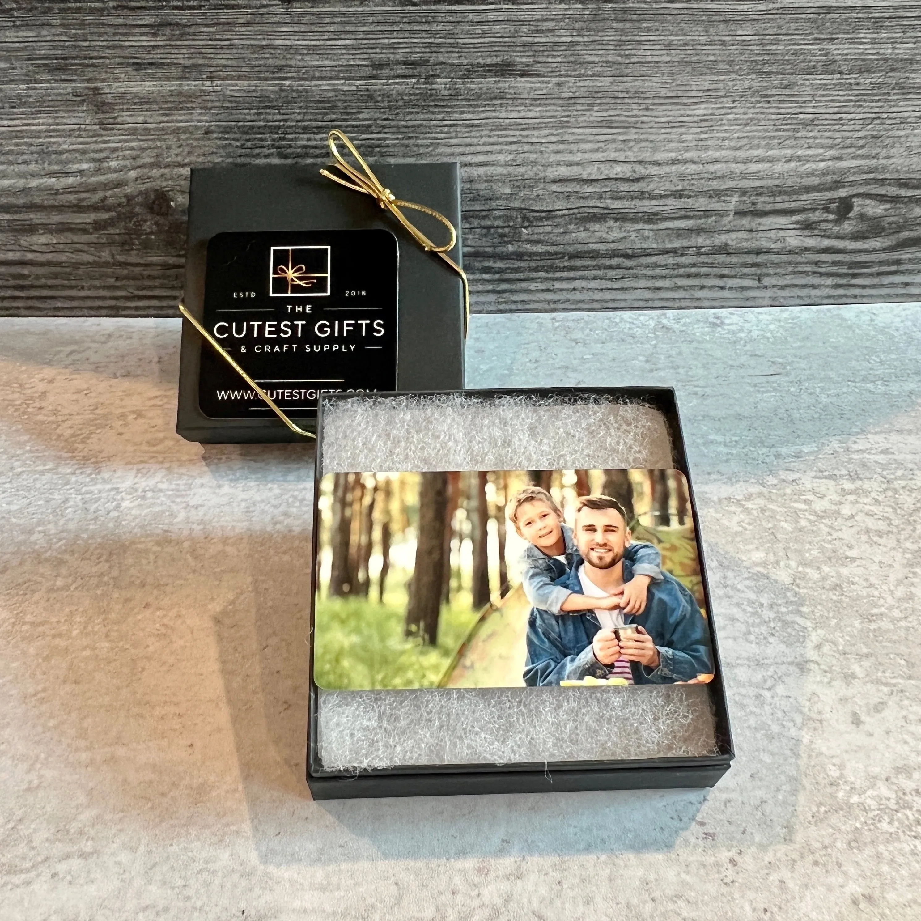 Custom Metal Photo Wallet Card – Personalized with Photo and Text, Includes Gift Pouch