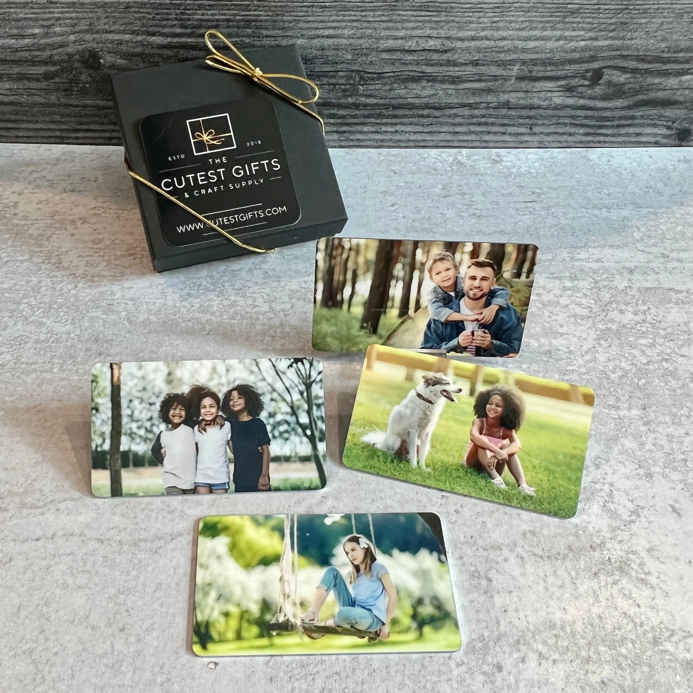 Custom Metal Photo Wallet Card – Personalized with Photo and Text, Includes Gift Pouch