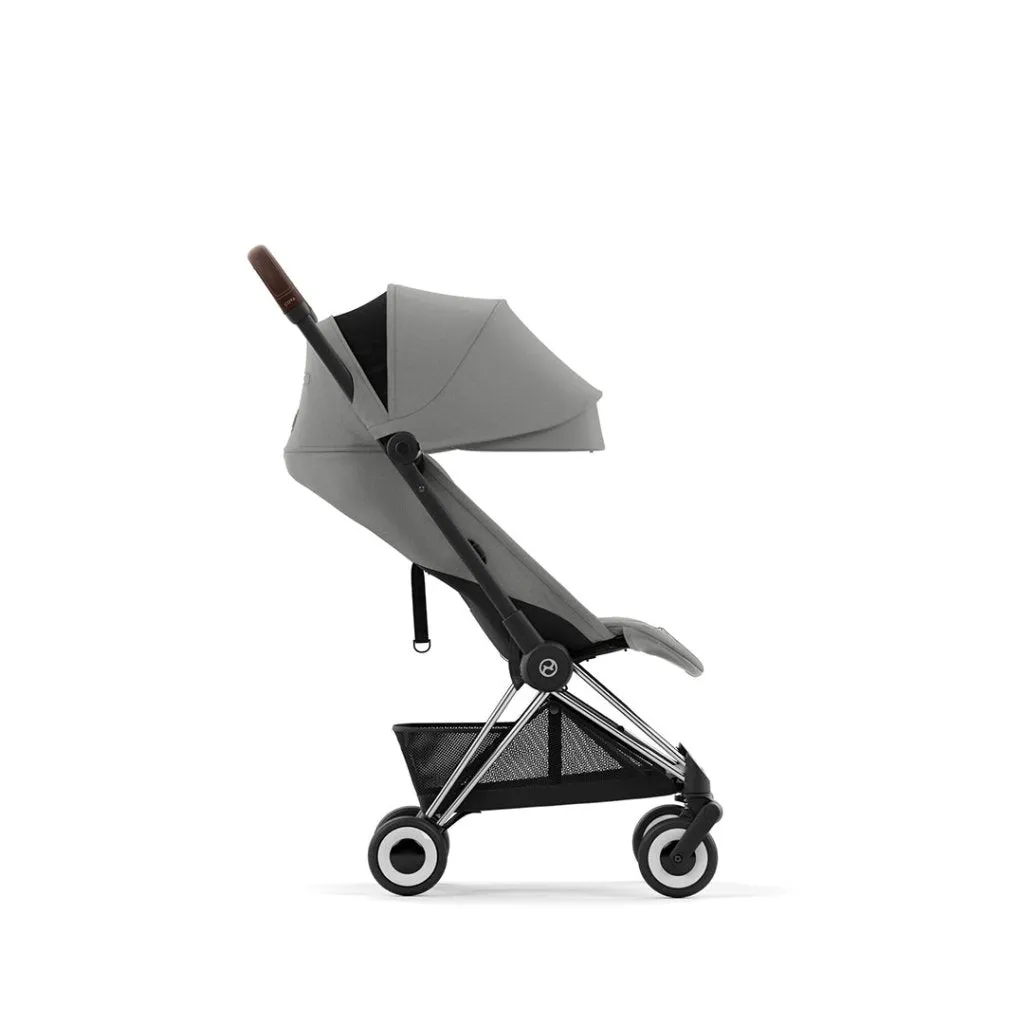 CYBEX COYA Ultra-compact Pushchair with Chrome Dark Brown Frame - Mirage Grey