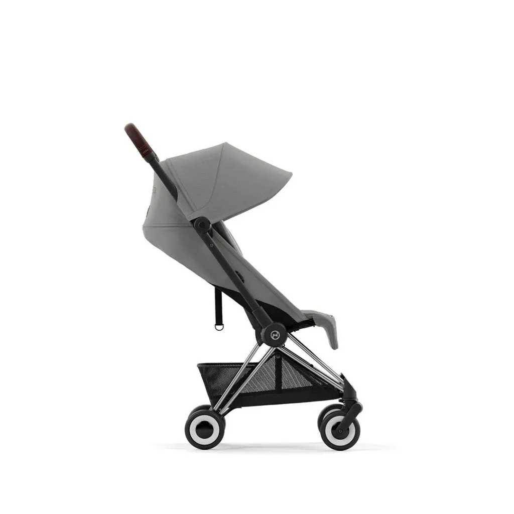 CYBEX COYA Ultra-compact Pushchair with Chrome Dark Brown Frame - Mirage Grey