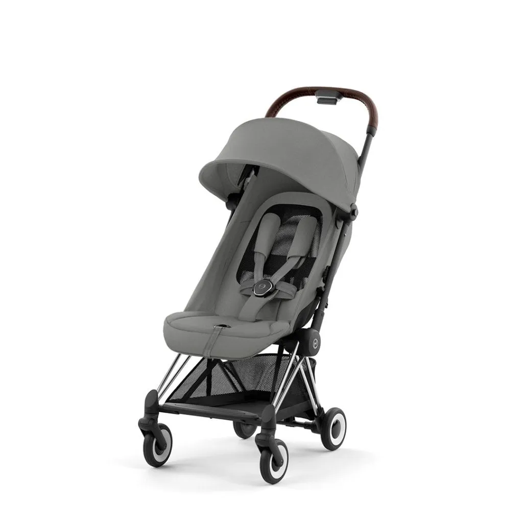 CYBEX COYA Ultra-compact Pushchair with Chrome Dark Brown Frame - Mirage Grey