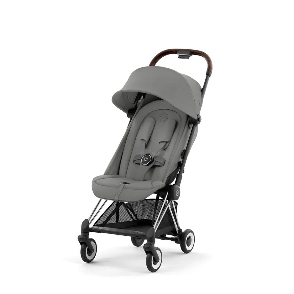CYBEX COYA Ultra-compact Pushchair with Chrome Dark Brown Frame - Mirage Grey