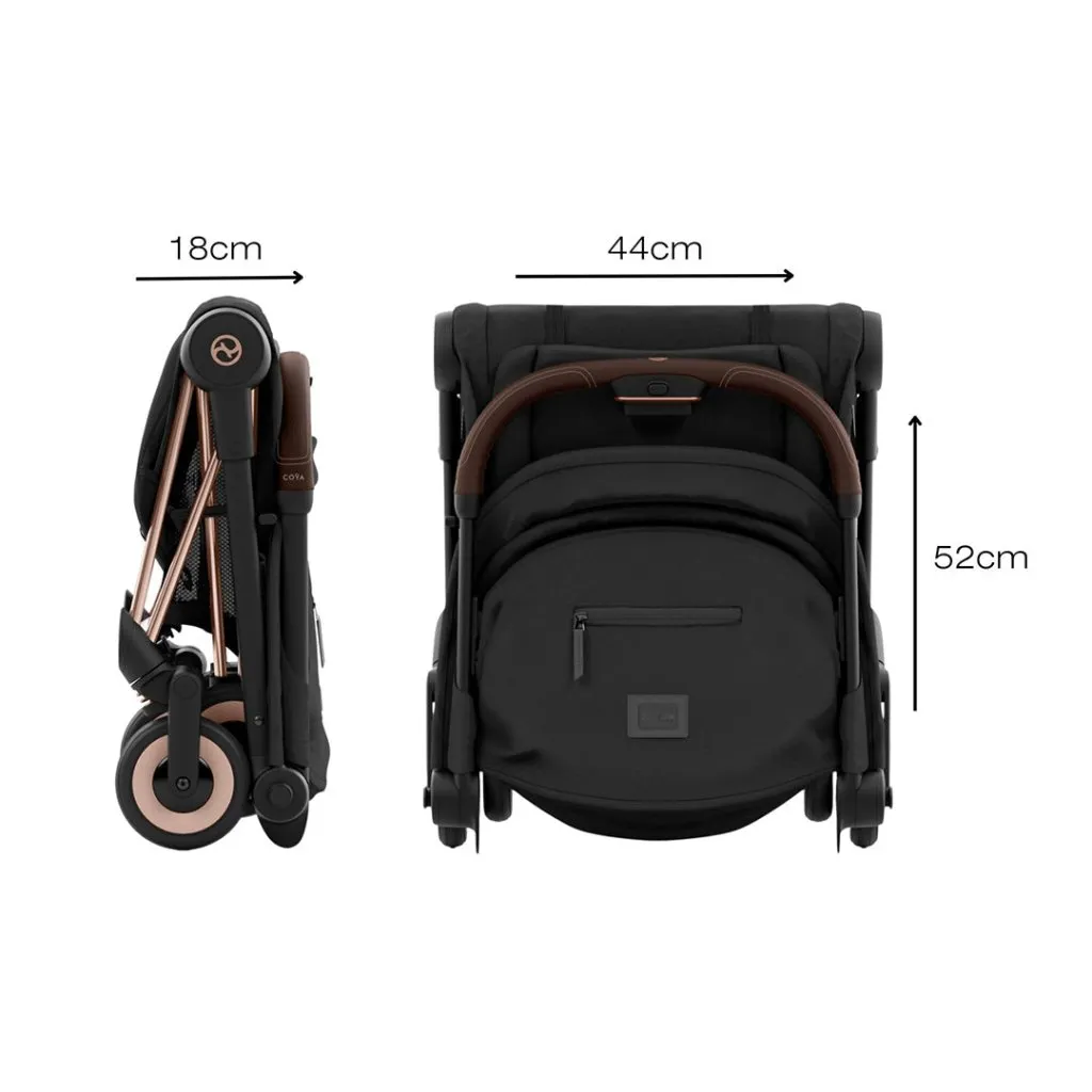 CYBEX COYA Ultra-compact Pushchair with Chrome Dark Brown Frame - Mirage Grey