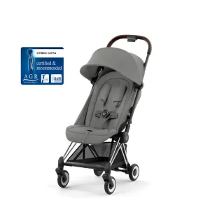 CYBEX COYA Ultra-compact Pushchair with Chrome Dark Brown Frame - Mirage Grey